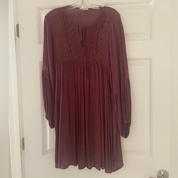 Maroon Long sleeve Dress - Picture 1 of 7